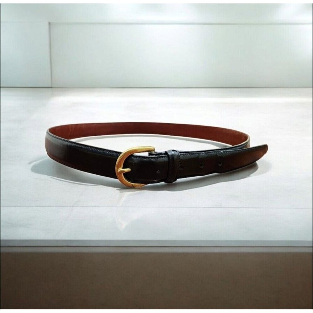Coach Style # 3921 Shiny Black Leather Belt, Size 38''/ 95 cm - Picture 1 of 12